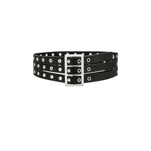 Miaou | NWT Trois Black Faux Leather Triple Strap Gothic Moto Grommet Belt M/L